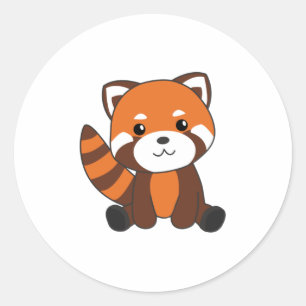 Sticker Rond Panda Rouge Cute Animaux Pour Enfants Kawaii