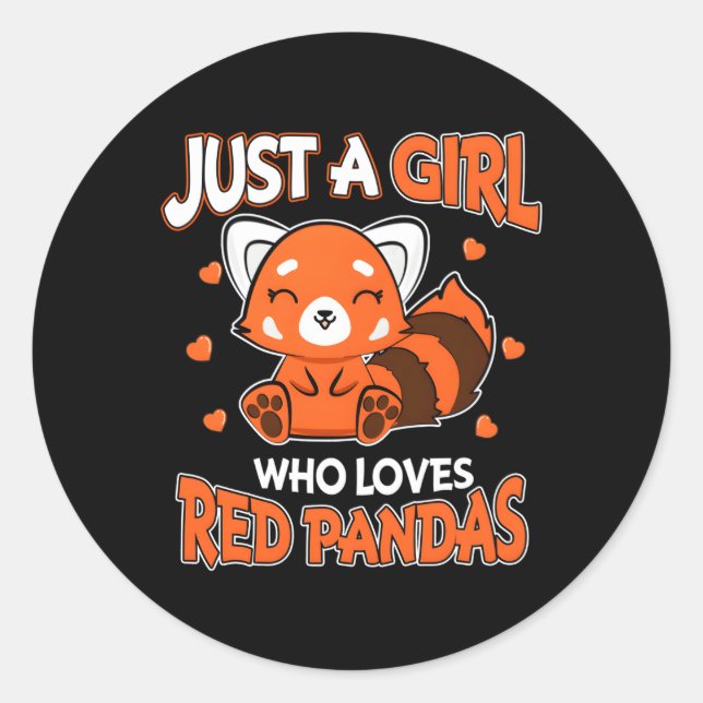 Sticker Rond Panda Rouge Juste Un Qui Aime Les Pandas Rouges (Devant)
