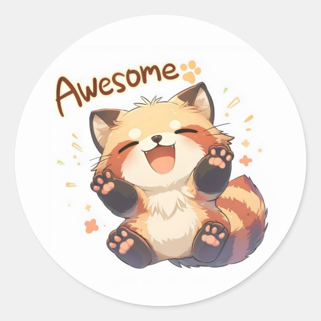 Sticker Rond Panda rouge mignonne (Devant)