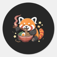 Panda roux mangeant des nouilles Ramen