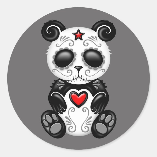 Sticker Rond Panda sucre Zombie gris (Devant)