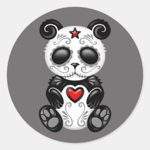 Sticker Rond Panda sucre Zombie gris
