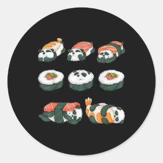 Sticker Rond Panda Sushi Hug Animal Maki nourriture