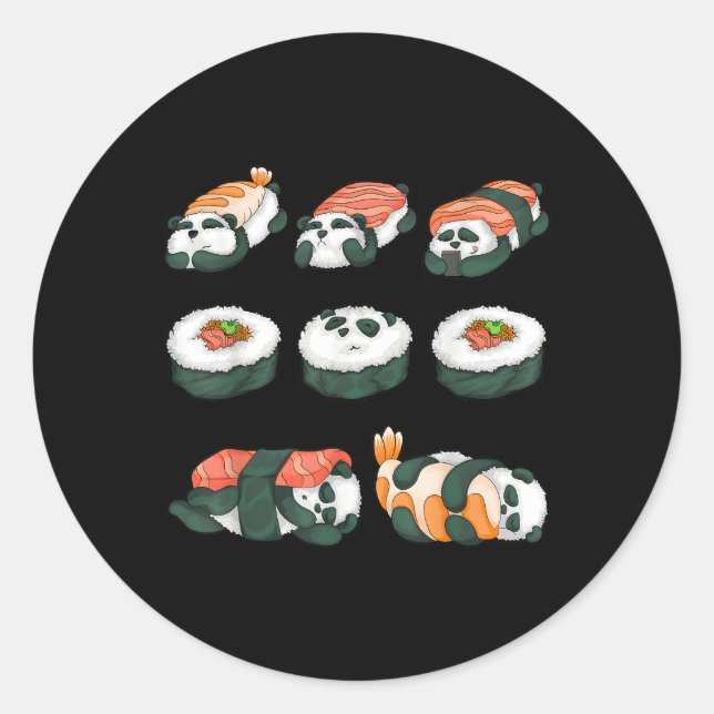 Sticker Rond Panda Sushi Hug Animal Maki nourriture (Devant)