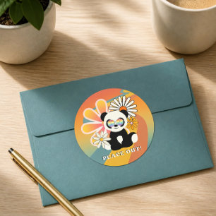 Sticker Rond Panda   Tranquillité colorée