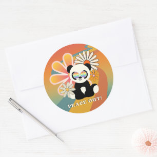 Sticker Rond Panda   Tranquillité colorée