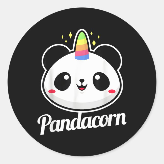 Sticker Rond Panda Unicorn Animal Pandacorn (Devant)