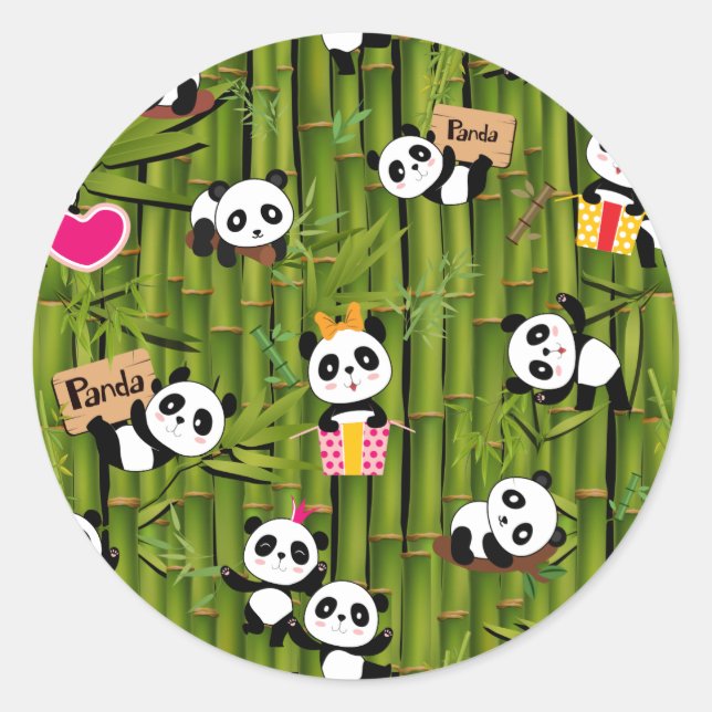 Sticker Rond Panda's Pattern 2 (Devant)