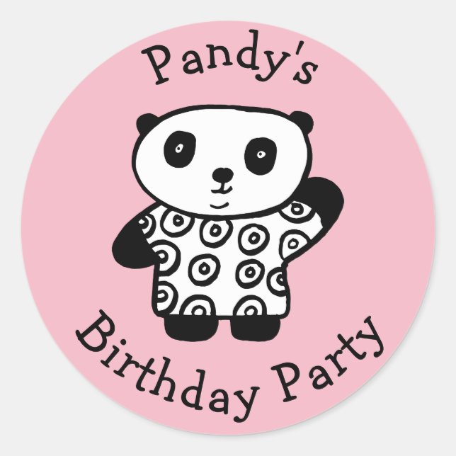 Sticker Rond Pandy personnalisé la fête d'anniversaire de Panda (Devant)