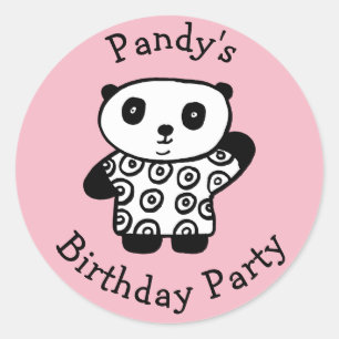 Sticker Rond Pandy personnalisé la fête d'anniversaire de Panda