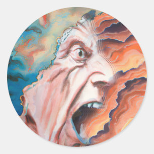 Sticker Rond Panic Waves peinture à l'huile