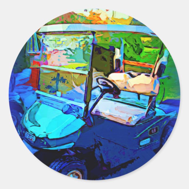 Sticker Rond Panier de golf bleu (Devant)