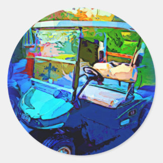 Sticker Rond Panier de golf bleu