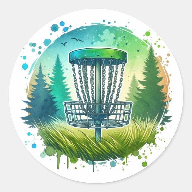Sticker Rond Panier de golf sur disque (Devant)