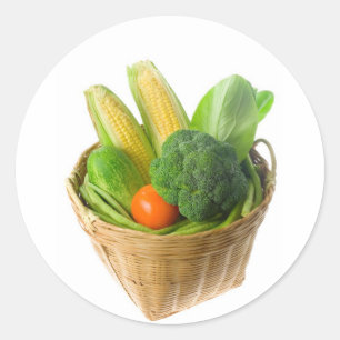 Sticker Rond Panier des légumes