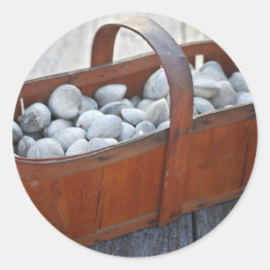 Sticker Rond Panier en bois Vintage anglais