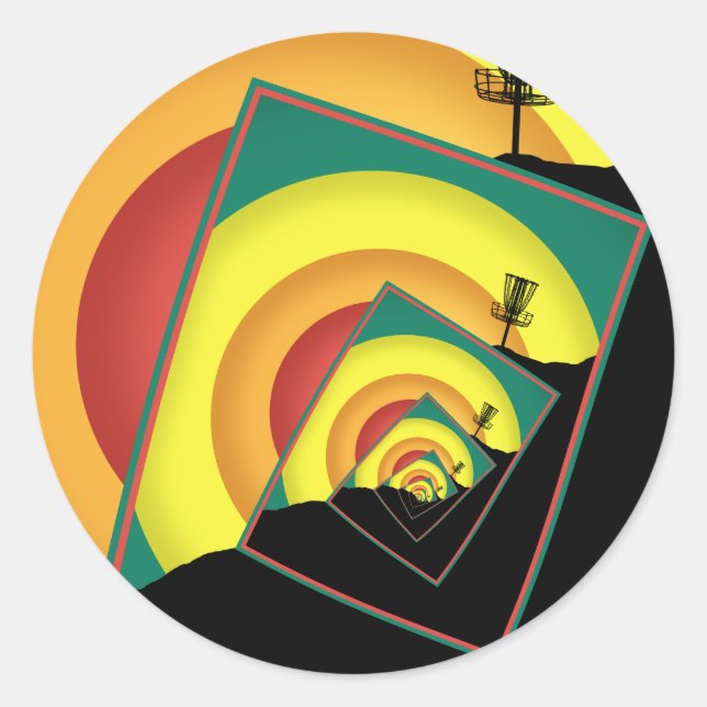 Sticker Rond Paniers de golf de disque tournant 3 (Devant)