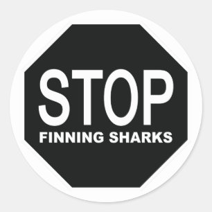 Sticker Rond Panneau Arrêter la recherche de requins