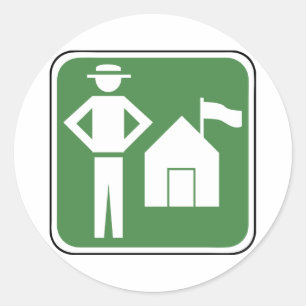 Sticker Rond Panneau Camping vintage