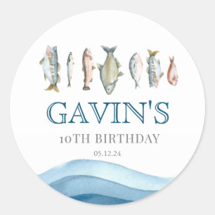 Sticker Rond Panneau d'accueil poisson, affiche d'accueil poiss