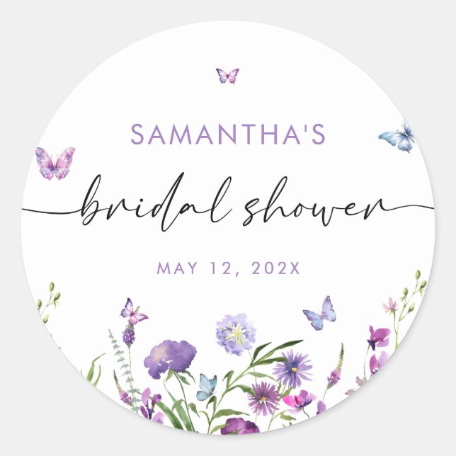 Sticker Rond Panneau de bienvenue pour une Baby Shower Papillon (Devant)