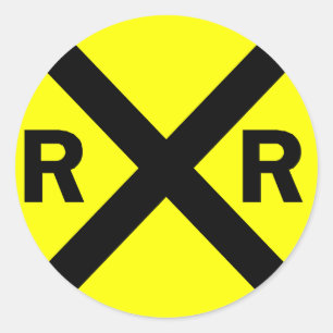 Sticker Rond Panneau de croisement ferroviaire rond