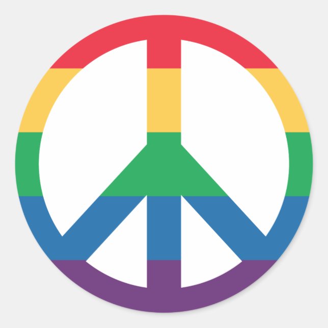 Sticker Rond Panneau de l'autocollant Rainbow Pride Peace (Devant)