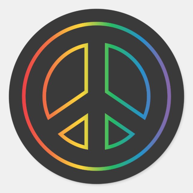 Sticker Rond Panneau de paix Neon Rainbow (Devant)