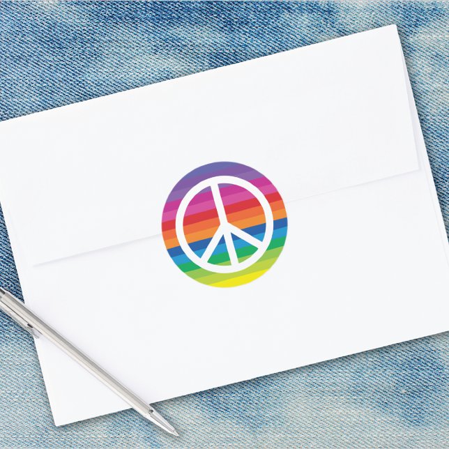Sticker Rond Panneau de paix Rainbow (Créateur téléchargé)