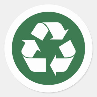 Sticker Rond Panneau de recyclage vert