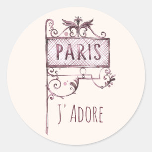 Sticker Rond Panneau de rue de J'Adore (I Just Love It)
