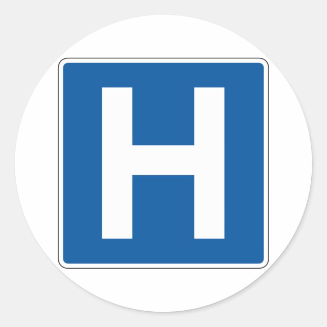 Sticker Rond Panneau de rue de l'hôpital (Devant)
