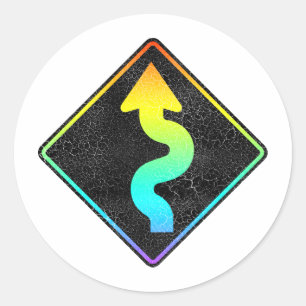 Sticker Rond panneau de rue en courbe