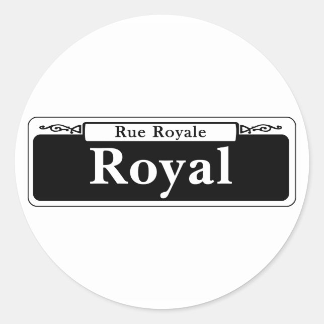 Sticker Rond Panneau de rue Royal St., Nouvelle-Orléans (Devant)