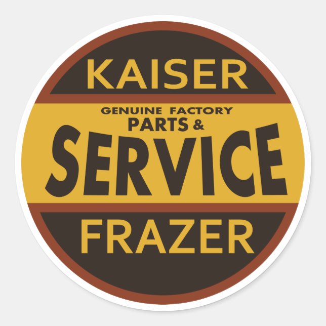 Sticker Rond Panneau de service vintage Kaiser Frazer (Devant)