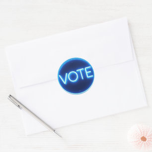 Sticker Rond Panneau de vote Neon bleu brillant