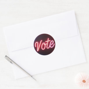 Sticker Rond Panneau de vote Neon rose vif