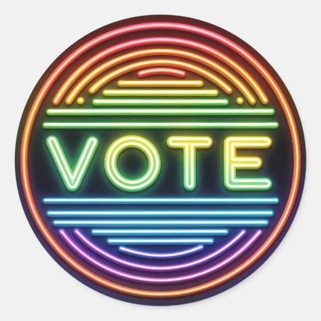 Sticker Rond Panneau de vote Rainbow Neon (Devant)