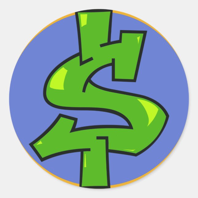 Sticker Rond Panneau dollar (Devant)