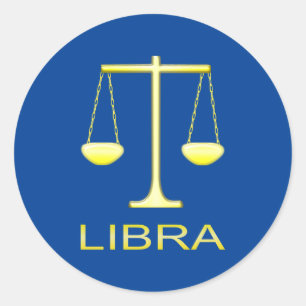 Sticker Rond Panneau étoile Balance dorée de Libra