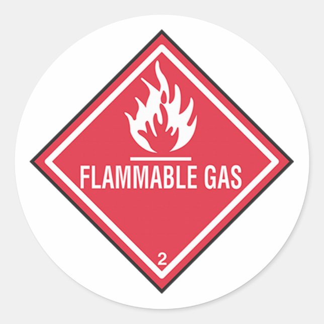Sticker Rond Panneau gaz inflammable (Devant)