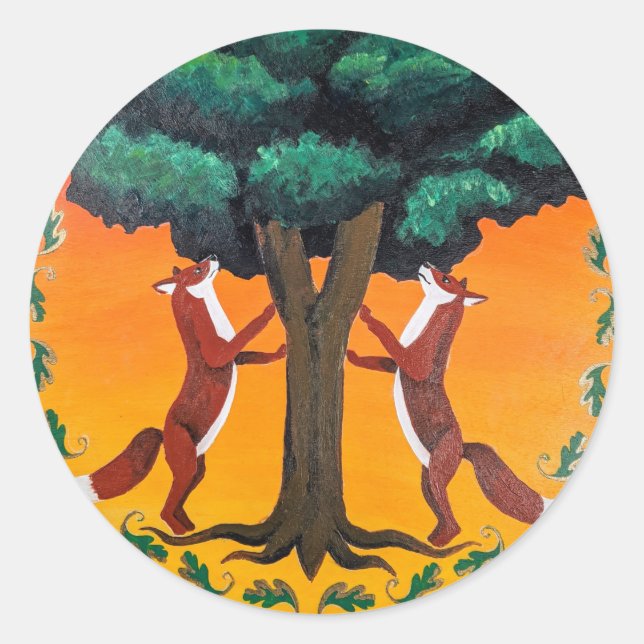 Sticker Rond Panneau hexadécimal du guide animal : Fox (Devant)