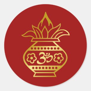 Sticker Rond Panneau indien Kalash avec Om