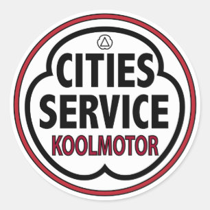 Sticker Rond Panneau komotor vintage Cities Service
