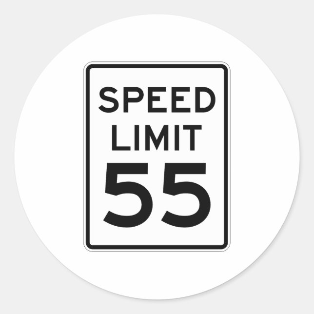 Sticker Rond Panneau Limite de vitesse 55 MPH (Devant)