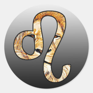 Sticker Rond Panneau Lion Leo Horoscope