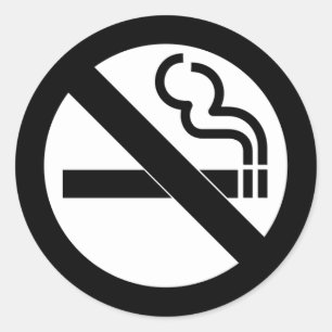 Sticker Rond Panneau noir et blanc Interdiction de fumer