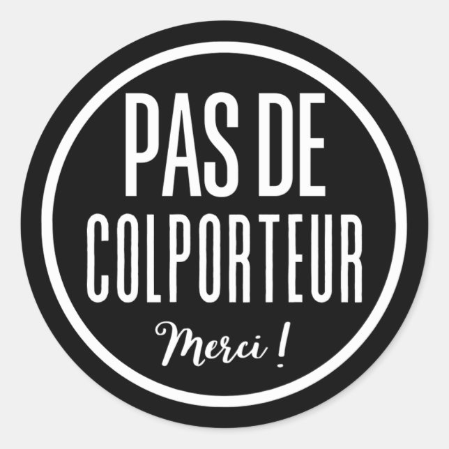 Sticker Rond Panneau Pas de Colporteur (Devant)