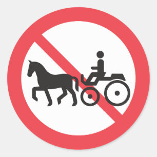 Sticker Rond Panneau Pas de Véhicules Attelés