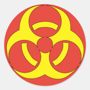 Sticker Rond Panneau rouge et jaune de Biohazard